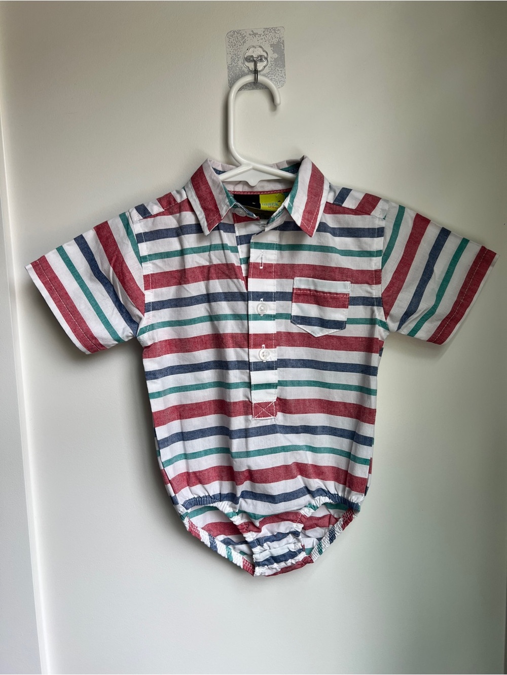Vintage Mick Mack Striped Collared Bubble Romper | 6-9M